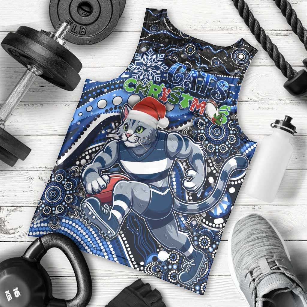 Merry Christmas AFL Cats Men Tank Top Aboriginal Santa Football Mascot