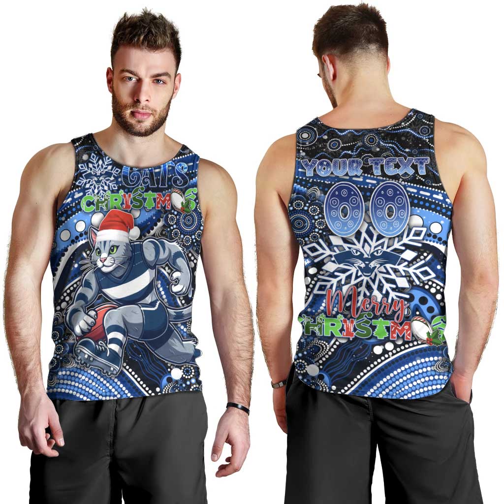 Merry Christmas AFL Cats Men Tank Top Aboriginal Santa Football Mascot