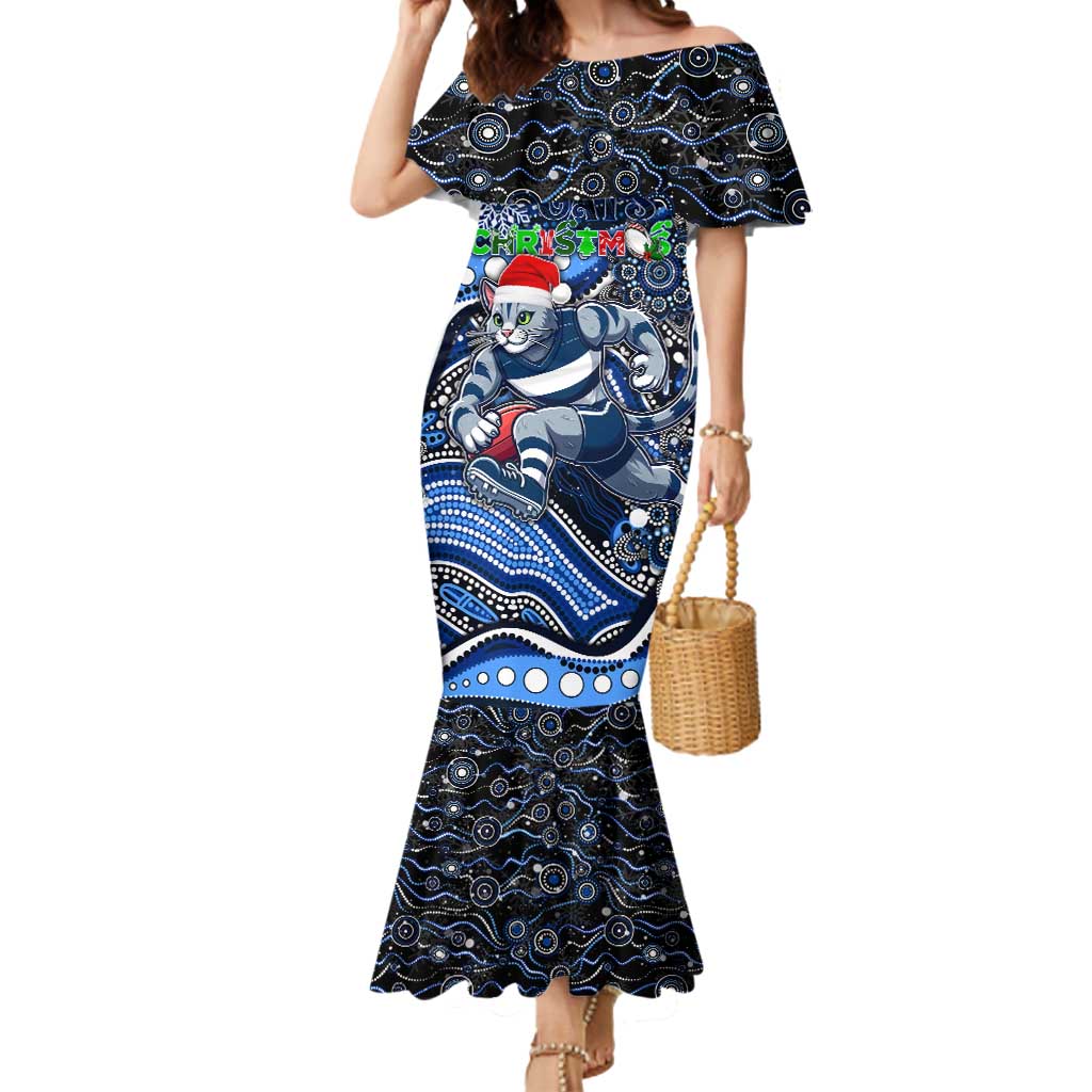 Merry Christmas AFL Cats Mermaid Dress Aboriginal Santa Football Mascot
