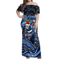 Merry Christmas AFL Cats Off Shoulder Maxi Dress Aboriginal Santa Football Mascot