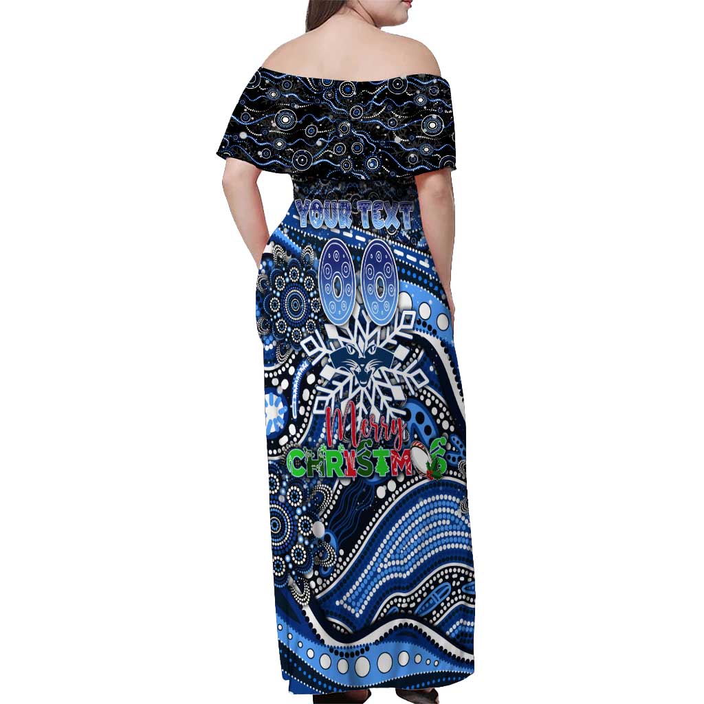 Merry Christmas AFL Cats Off Shoulder Maxi Dress Aboriginal Santa Football Mascot