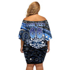Merry Christmas AFL Cats Off Shoulder Short Dress Aboriginal Santa Football Mascot