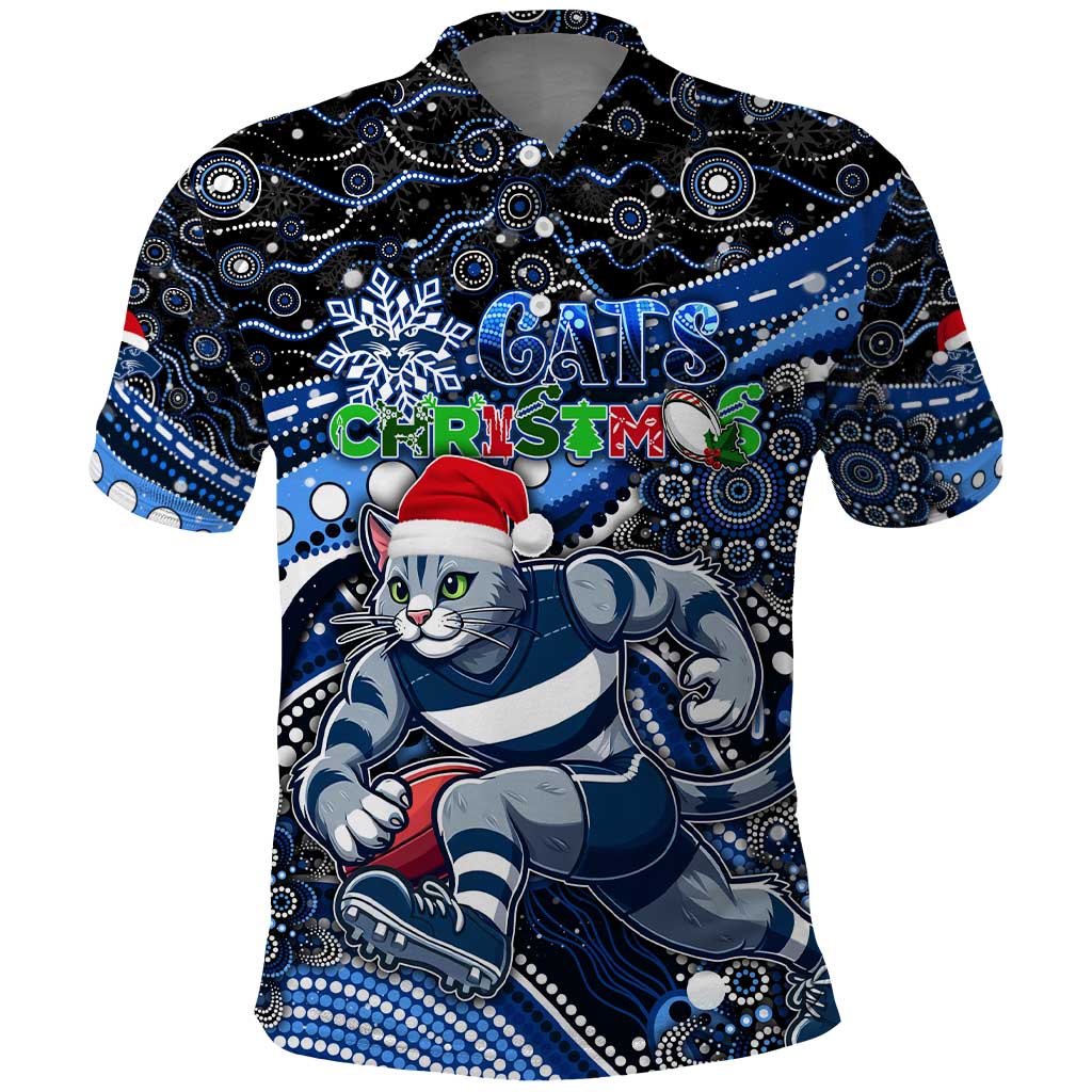 Merry Christmas AFL Cats Polo Shirt Aboriginal Santa Football Mascot