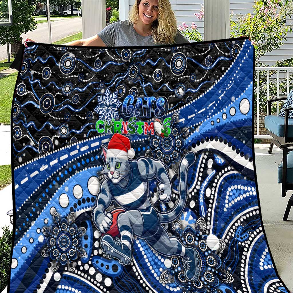 Merry Christmas AFL Cats Quilt Aboriginal Santa Football Mascot