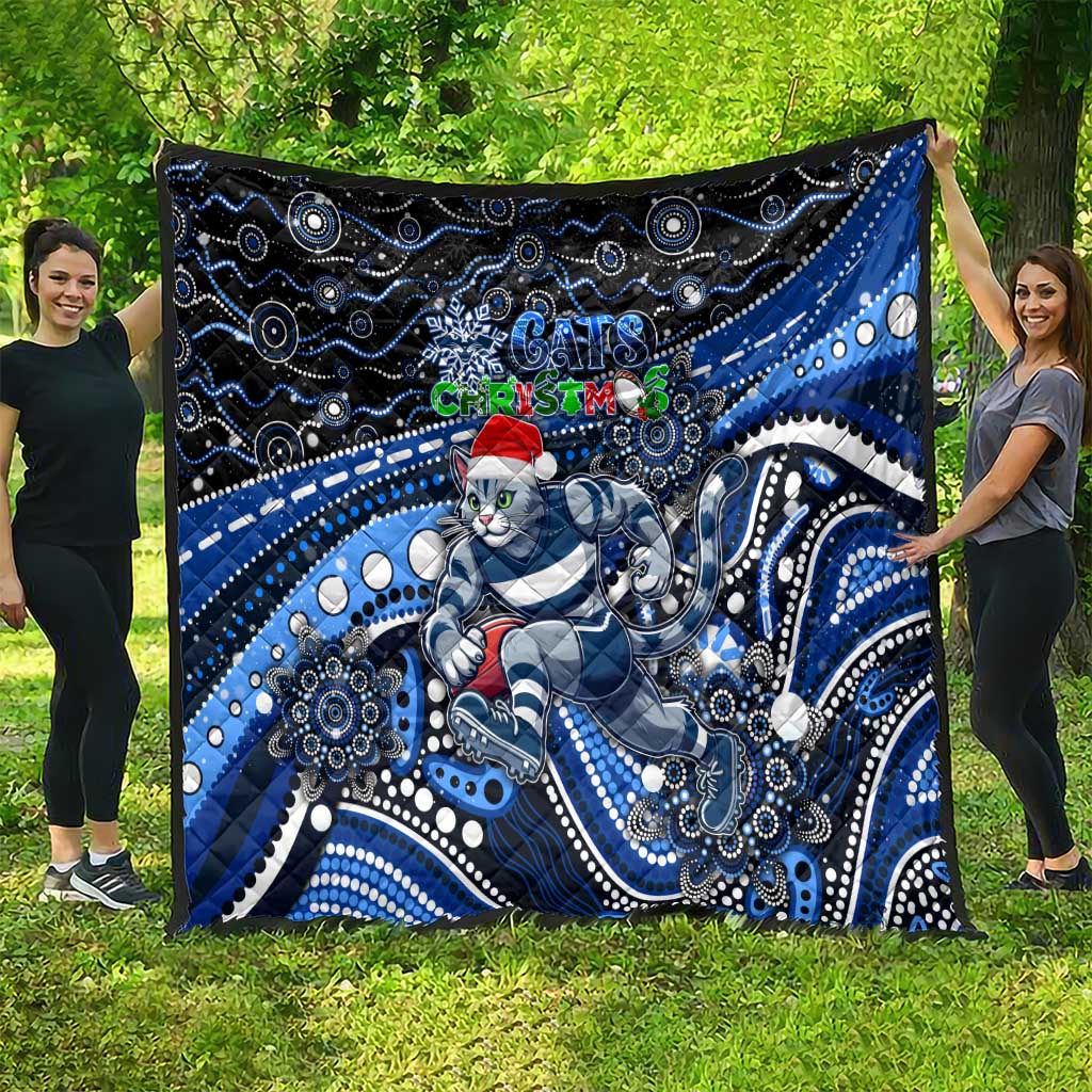 Merry Christmas AFL Cats Quilt Aboriginal Santa Football Mascot