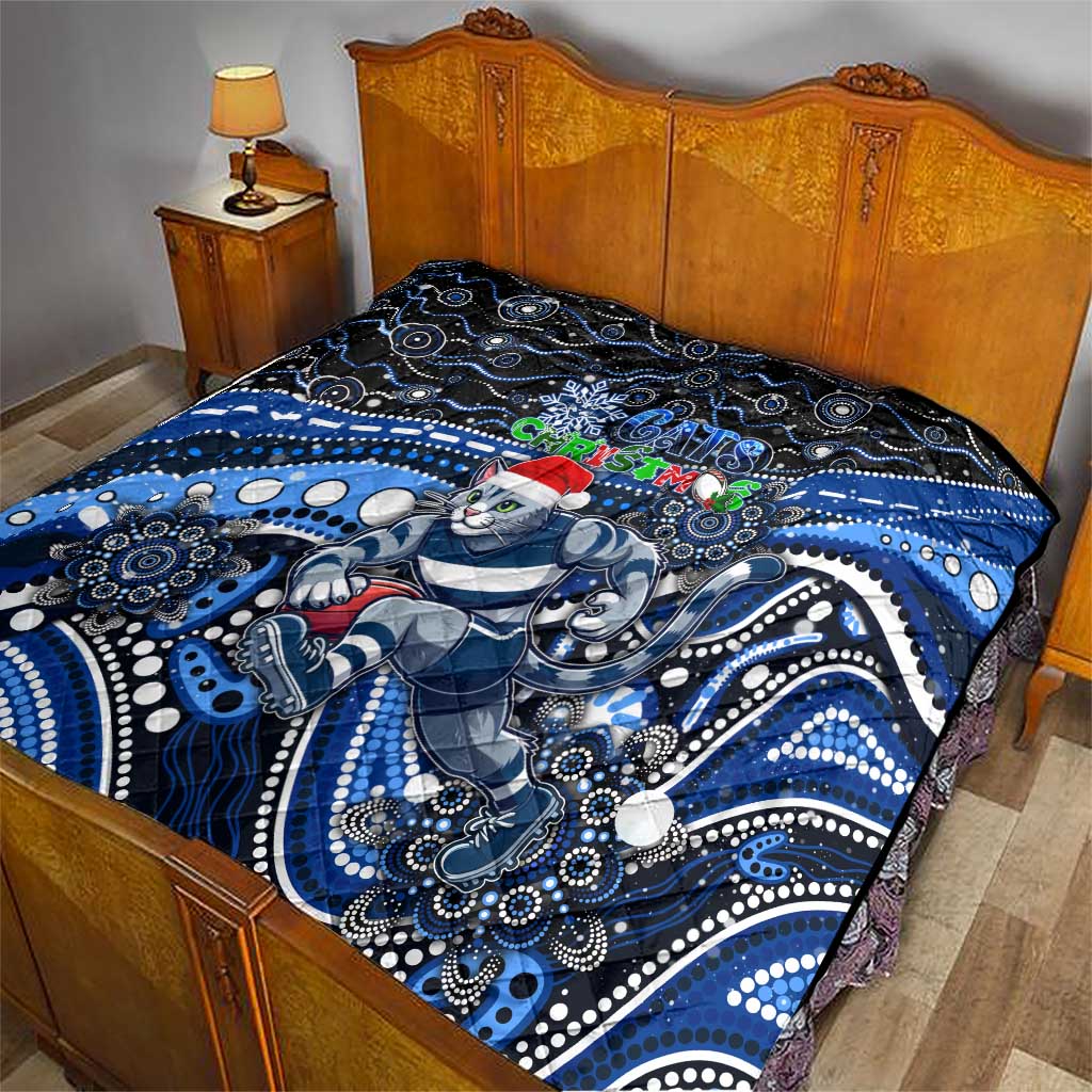 Merry Christmas AFL Cats Quilt Aboriginal Santa Football Mascot