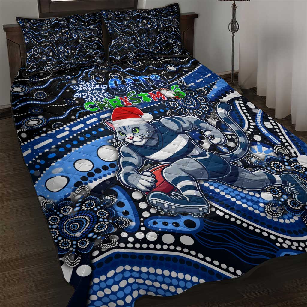 Merry Christmas AFL Cats Quilt Bed Set Aboriginal Santa Football Mascot