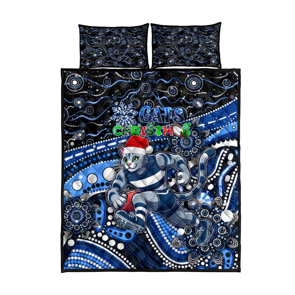 Merry Christmas AFL Cats Quilt Bed Set Aboriginal Santa Football Mascot