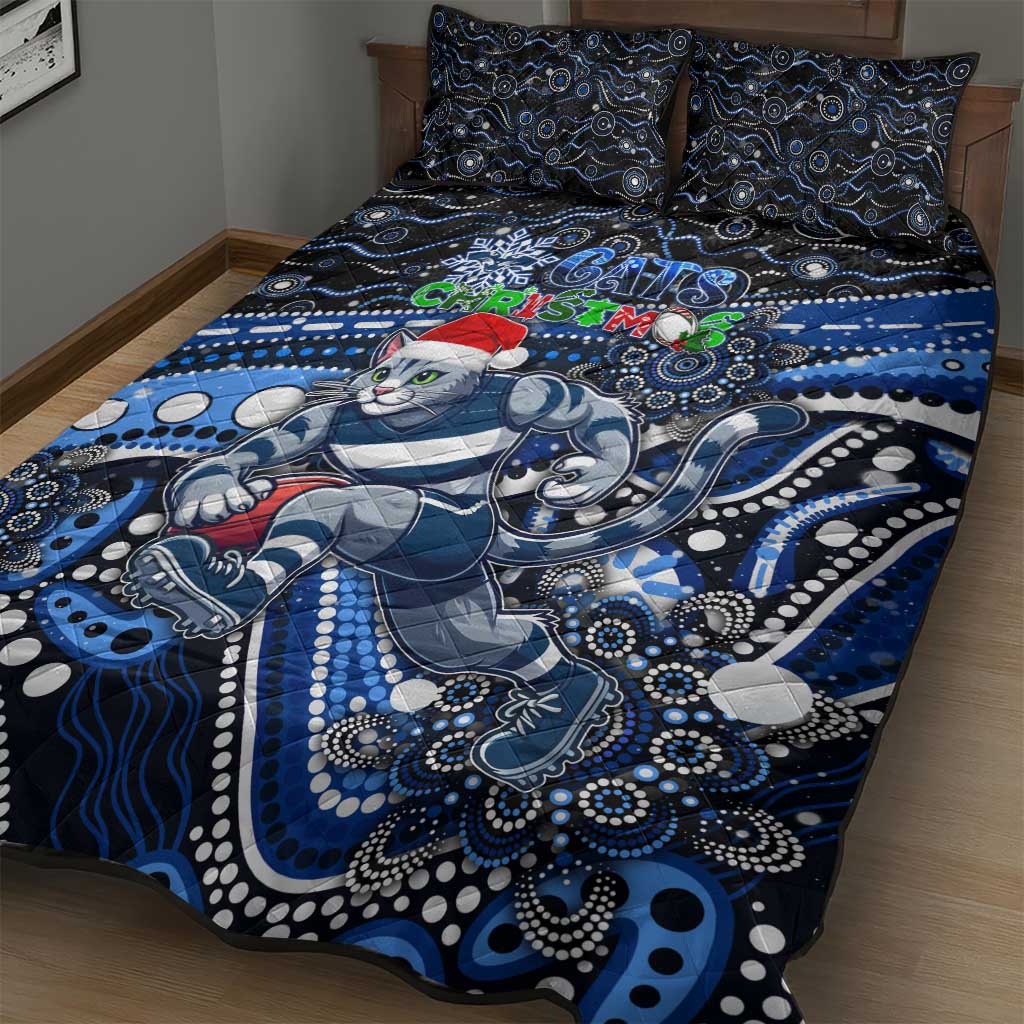 Merry Christmas AFL Cats Quilt Bed Set Aboriginal Santa Football Mascot