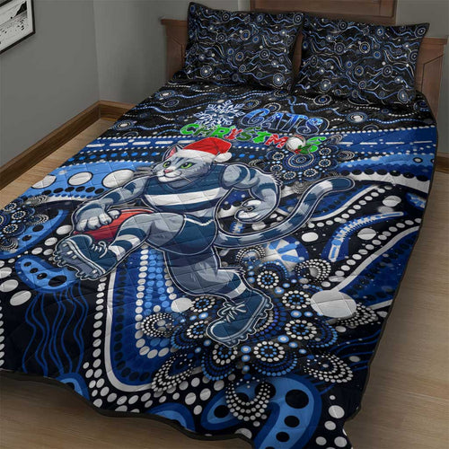 Merry Christmas AFL Cats Quilt Bed Set Aboriginal Santa Football Mascot