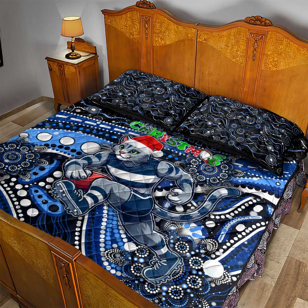 Merry Christmas AFL Cats Quilt Bed Set Aboriginal Santa Football Mascot