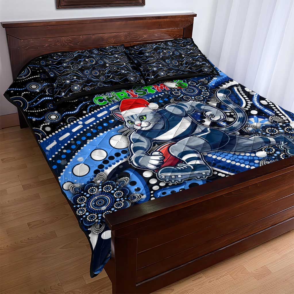 Merry Christmas AFL Cats Quilt Bed Set Aboriginal Santa Football Mascot