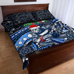 Merry Christmas AFL Cats Quilt Bed Set Aboriginal Santa Football Mascot