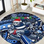 Merry Christmas AFL Cats Round Carpet Aboriginal Santa Football Mascot