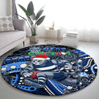 Merry Christmas AFL Cats Round Carpet Aboriginal Santa Football Mascot