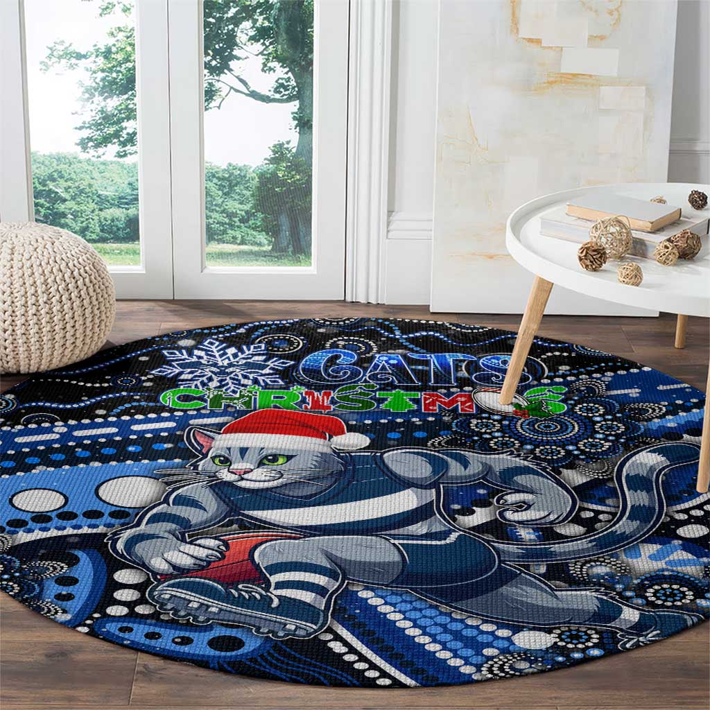 Merry Christmas AFL Cats Round Carpet Aboriginal Santa Football Mascot