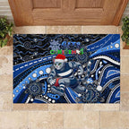 Merry Christmas AFL Cats Rubber Doormat Aboriginal Santa Football Mascot