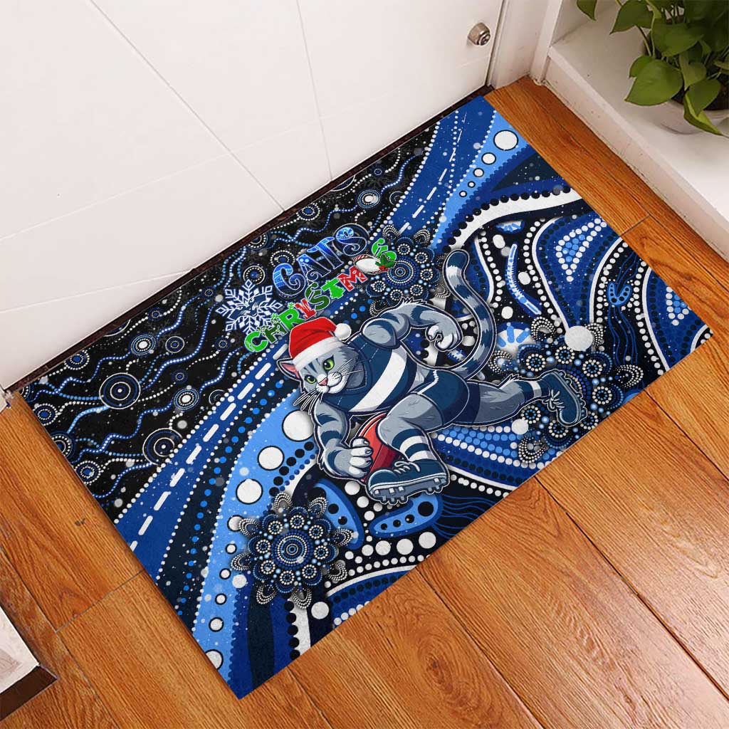 Merry Christmas AFL Cats Rubber Doormat Aboriginal Santa Football Mascot