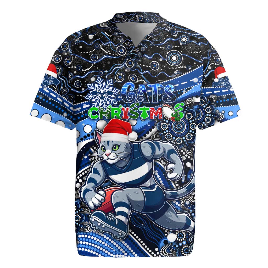 Merry Christmas AFL Cats Rugby Jersey Aboriginal Santa Football Mascot