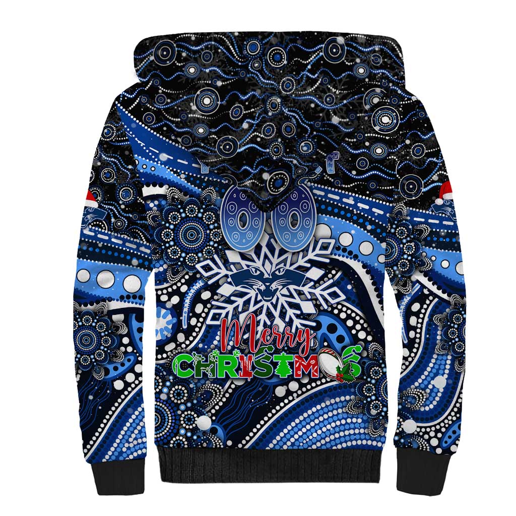 Merry Christmas AFL Cats Sherpa Hoodie Aboriginal Santa Football Mascot