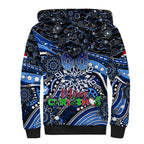 Merry Christmas AFL Cats Sherpa Hoodie Aboriginal Santa Football Mascot