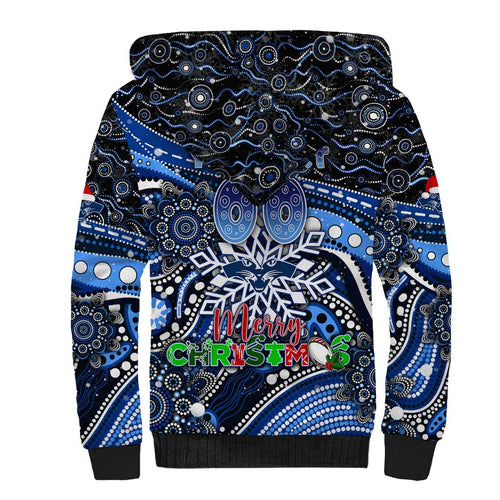 Merry Christmas AFL Cats Sherpa Hoodie Aboriginal Santa Football Mascot