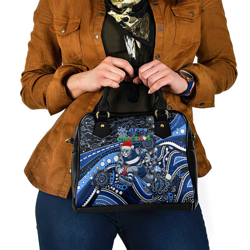 Merry Christmas AFL Cats Shoulder Handbag Aboriginal Santa Football Mascot