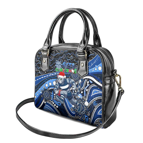 Merry Christmas AFL Cats Shoulder Handbag Aboriginal Santa Football Mascot