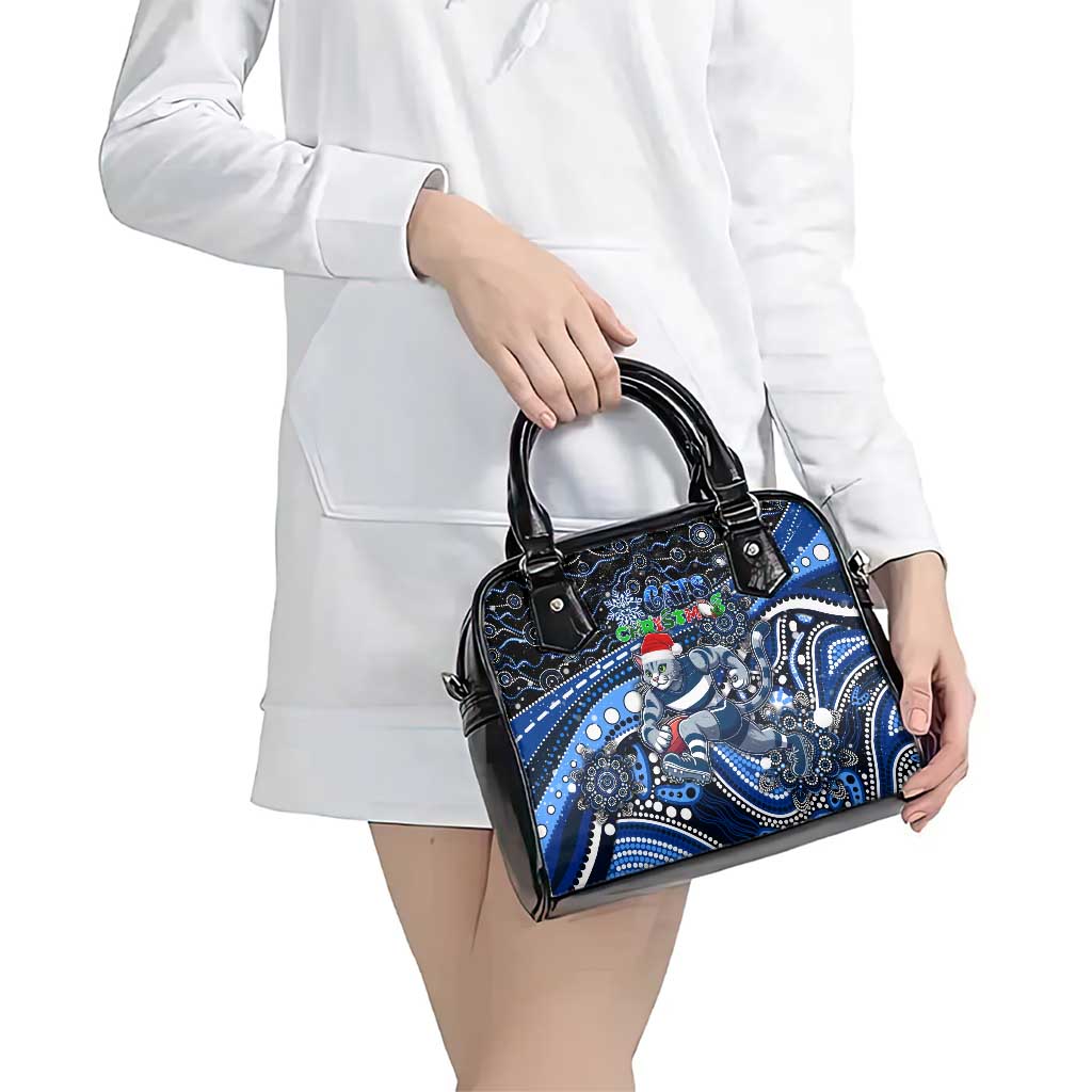 Merry Christmas AFL Cats Shoulder Handbag Aboriginal Santa Football Mascot