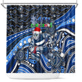 Merry Christmas AFL Cats Shower Curtain Aboriginal Santa Football Mascot