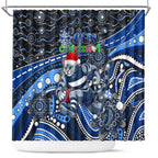 Merry Christmas AFL Cats Shower Curtain Aboriginal Santa Football Mascot