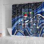 Merry Christmas AFL Cats Shower Curtain Aboriginal Santa Football Mascot
