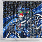 Merry Christmas AFL Cats Shower Curtain Aboriginal Santa Football Mascot