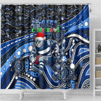 Merry Christmas AFL Cats Shower Curtain Aboriginal Santa Football Mascot
