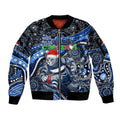 Merry Christmas AFL Cats Sleeve Zip Bomber Jacket Aboriginal Santa Football Mascot