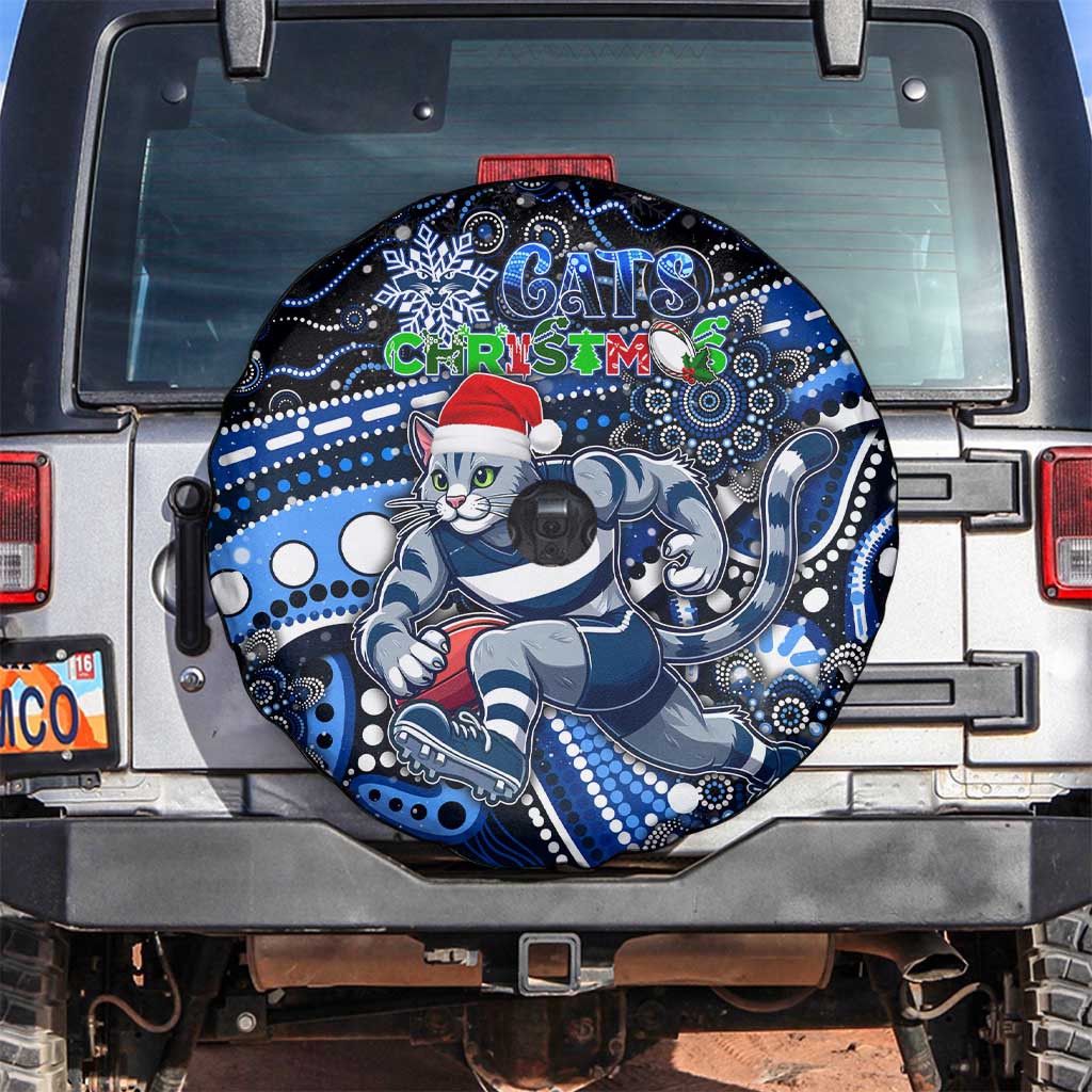 Merry Christmas AFL Cats Spare Tire Cover Aboriginal Santa Football Mascot