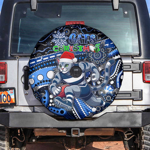 Merry Christmas AFL Cats Spare Tire Cover Aboriginal Santa Football Mascot