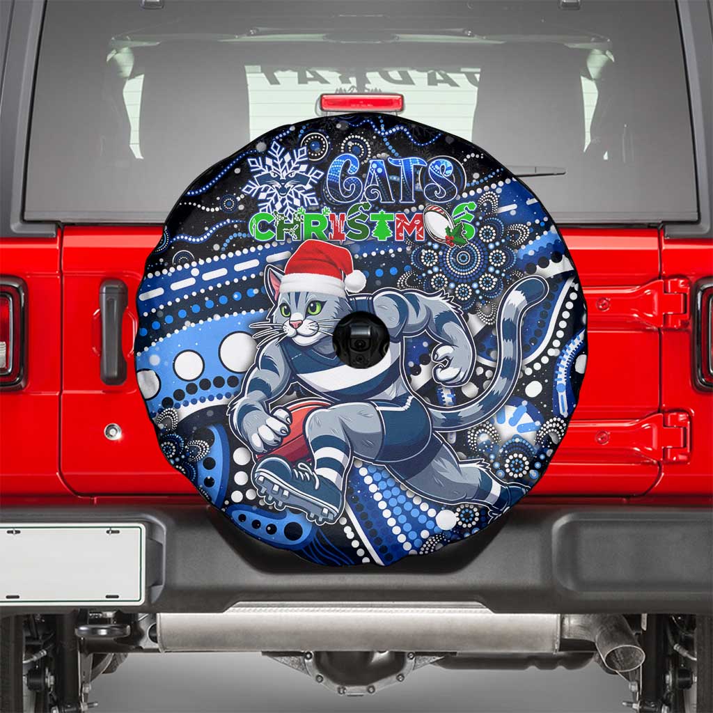 Merry Christmas AFL Cats Spare Tire Cover Aboriginal Santa Football Mascot
