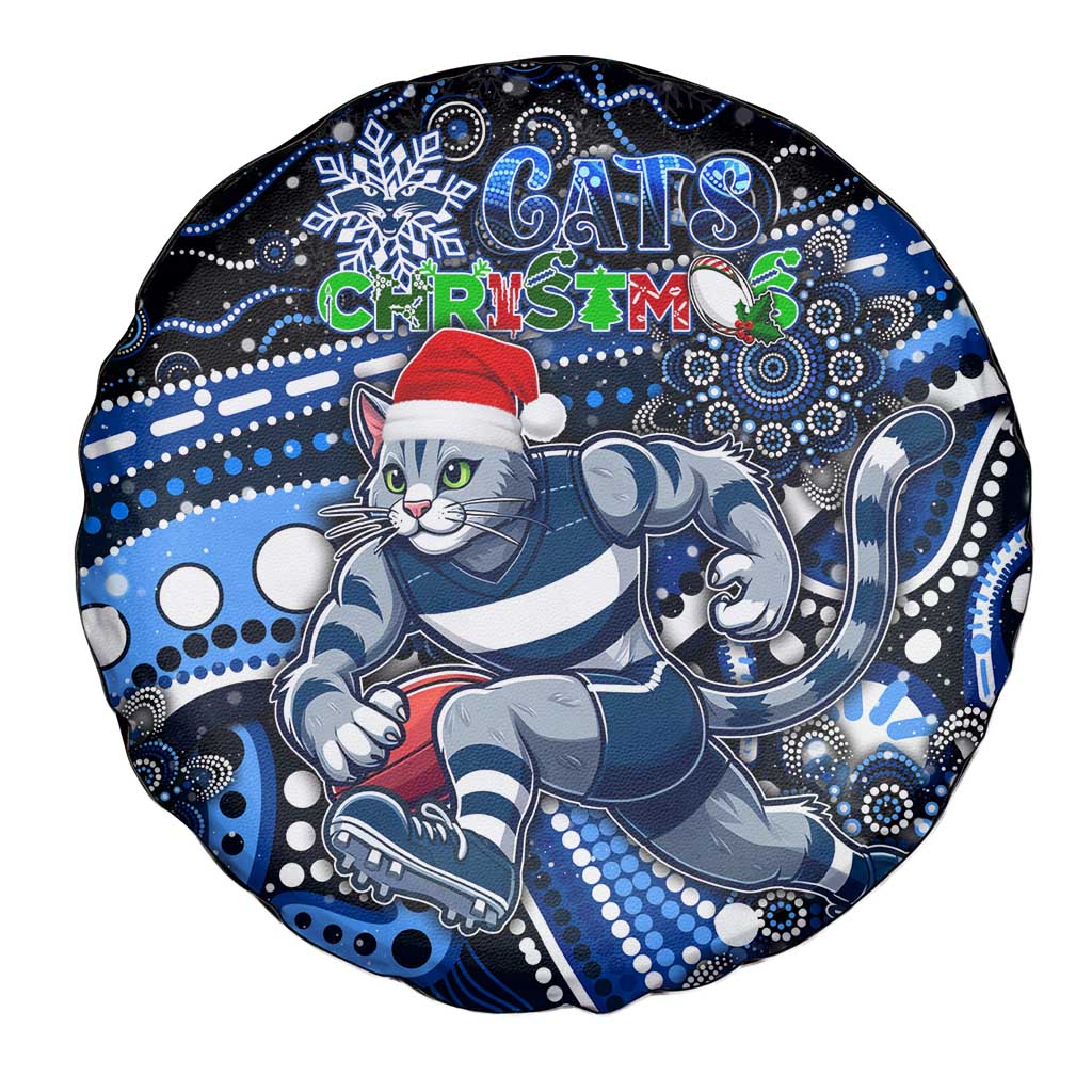 Merry Christmas AFL Cats Spare Tire Cover Aboriginal Santa Football Mascot