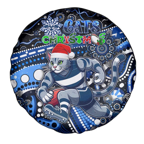 Merry Christmas AFL Cats Spare Tire Cover Aboriginal Santa Football Mascot