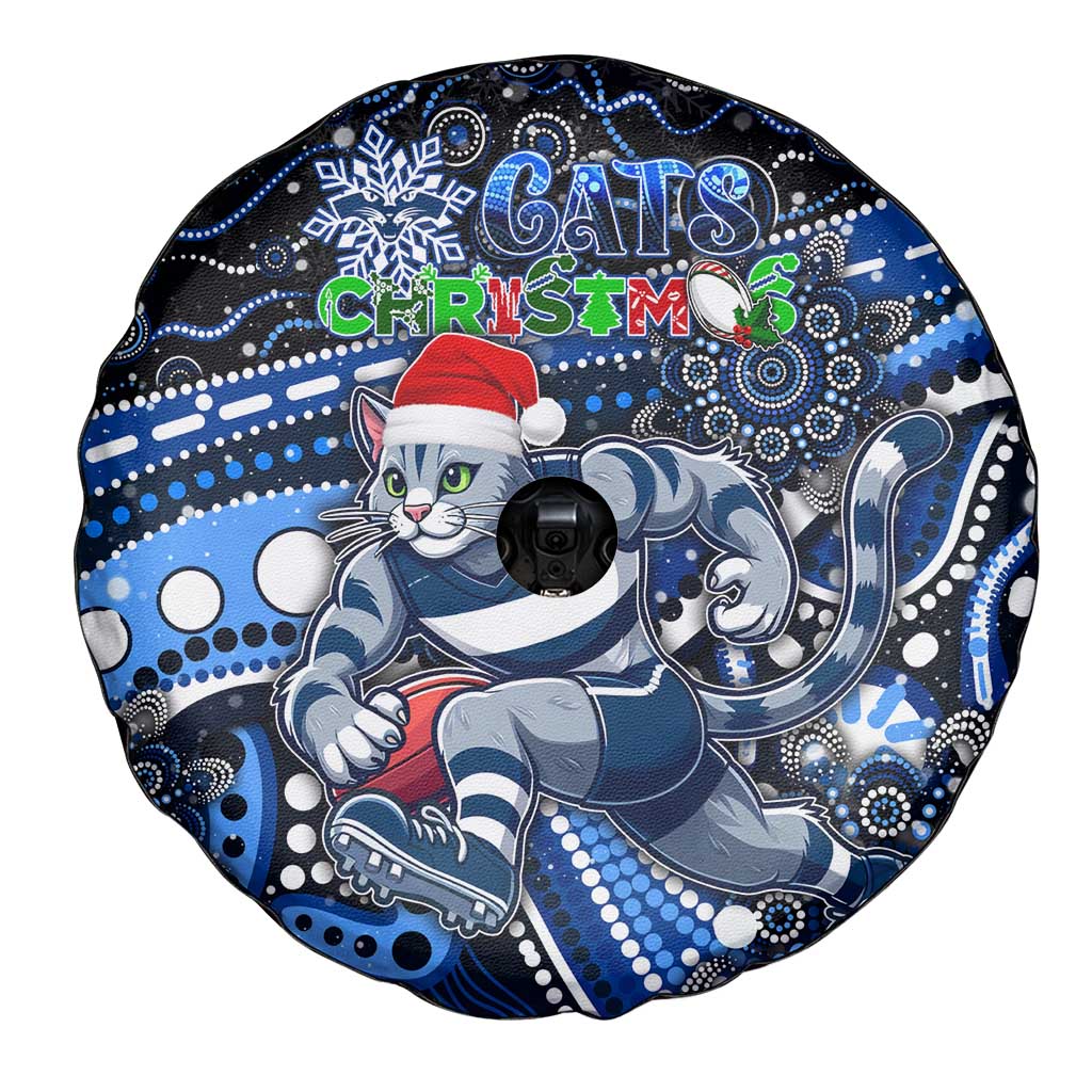 Merry Christmas AFL Cats Spare Tire Cover Aboriginal Santa Football Mascot