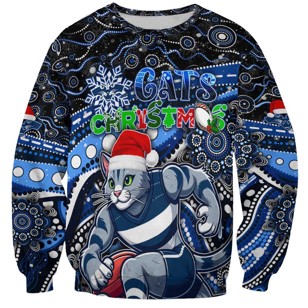 Merry Christmas AFL Cats Sweatshirt Aboriginal Santa Football Mascot