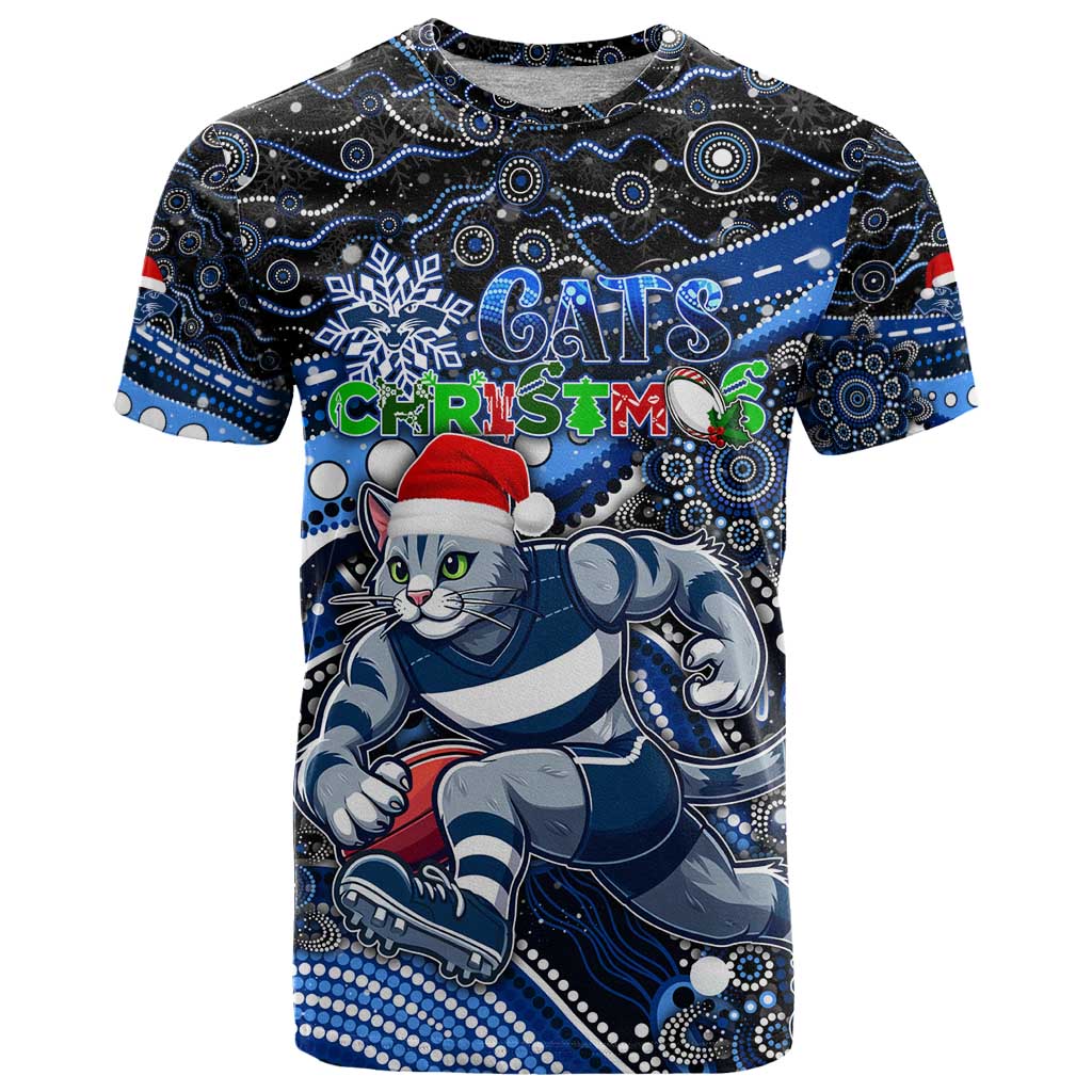 Merry Christmas AFL Cats T Shirt Aboriginal Santa Football Mascot