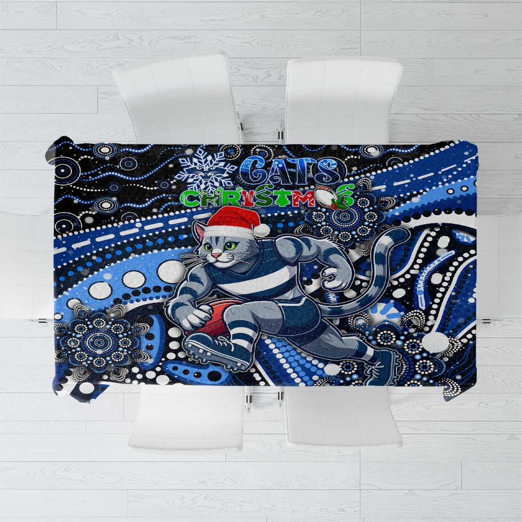 Merry Christmas AFL Cats Tablecloth Aboriginal Santa Football Mascot