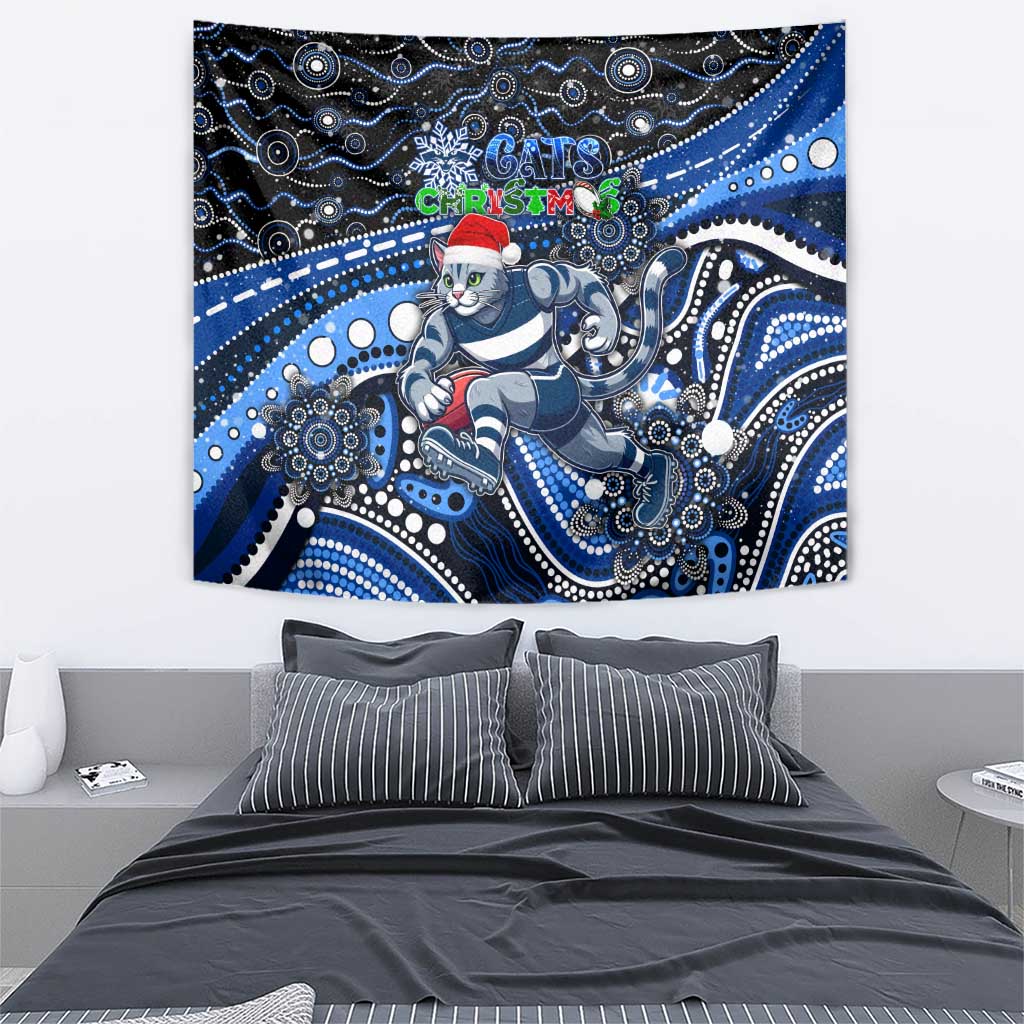 Merry Christmas AFL Cats Tapestry Aboriginal Santa Football Mascot