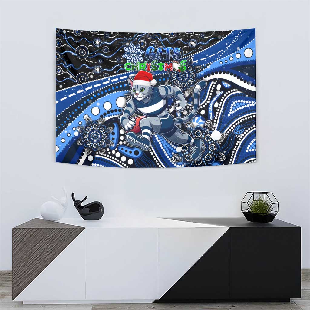 Merry Christmas AFL Cats Tapestry Aboriginal Santa Football Mascot