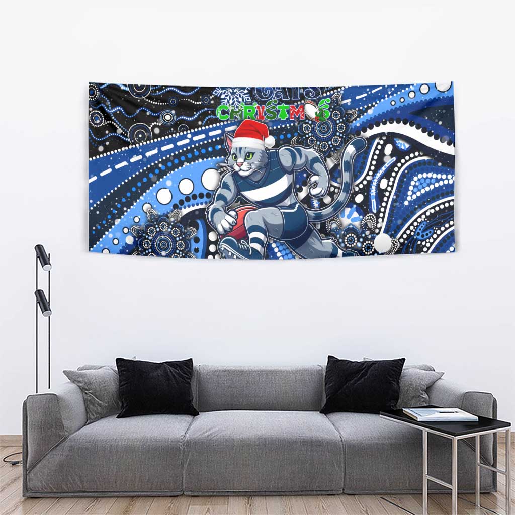 Merry Christmas AFL Cats Tapestry Aboriginal Santa Football Mascot
