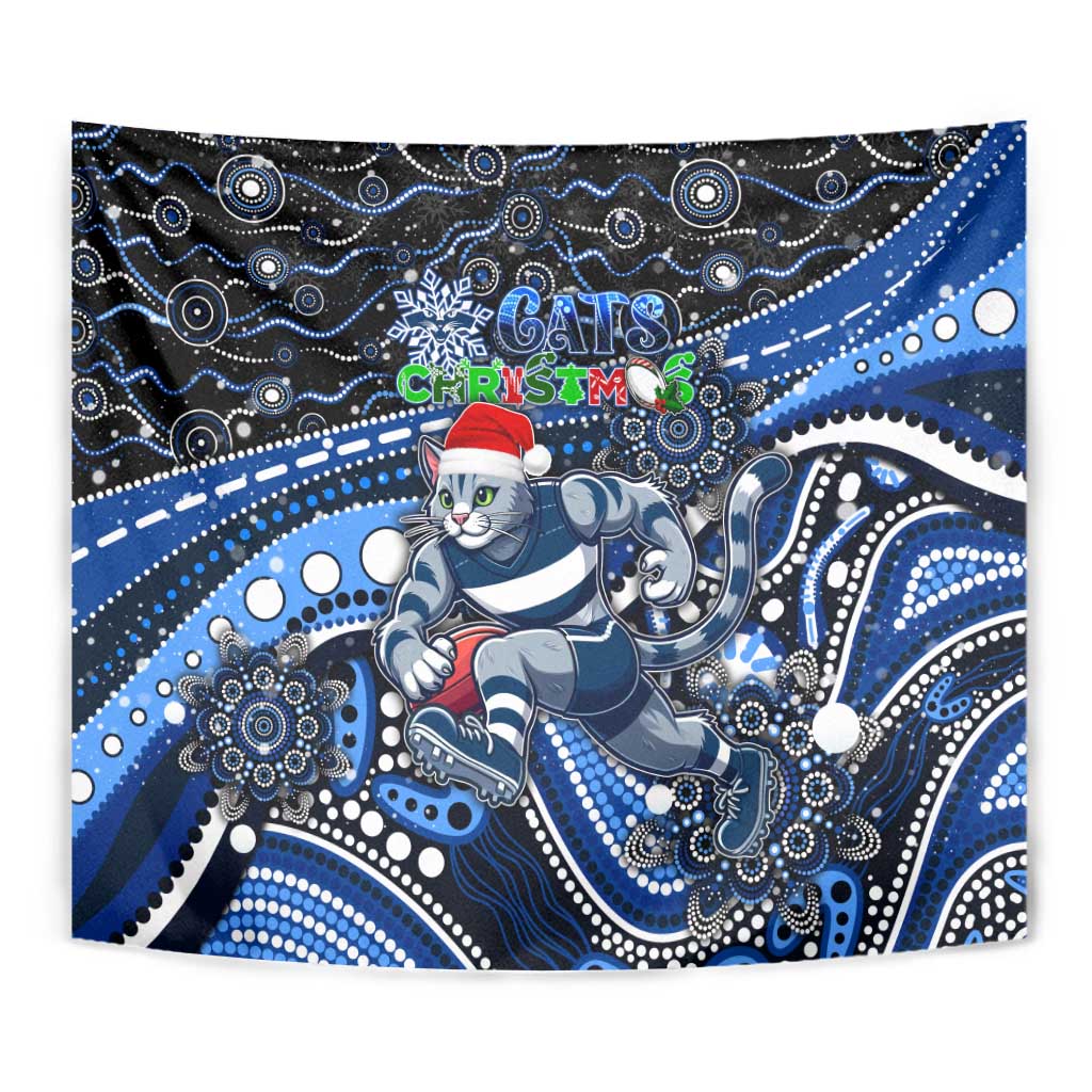 Merry Christmas AFL Cats Tapestry Aboriginal Santa Football Mascot