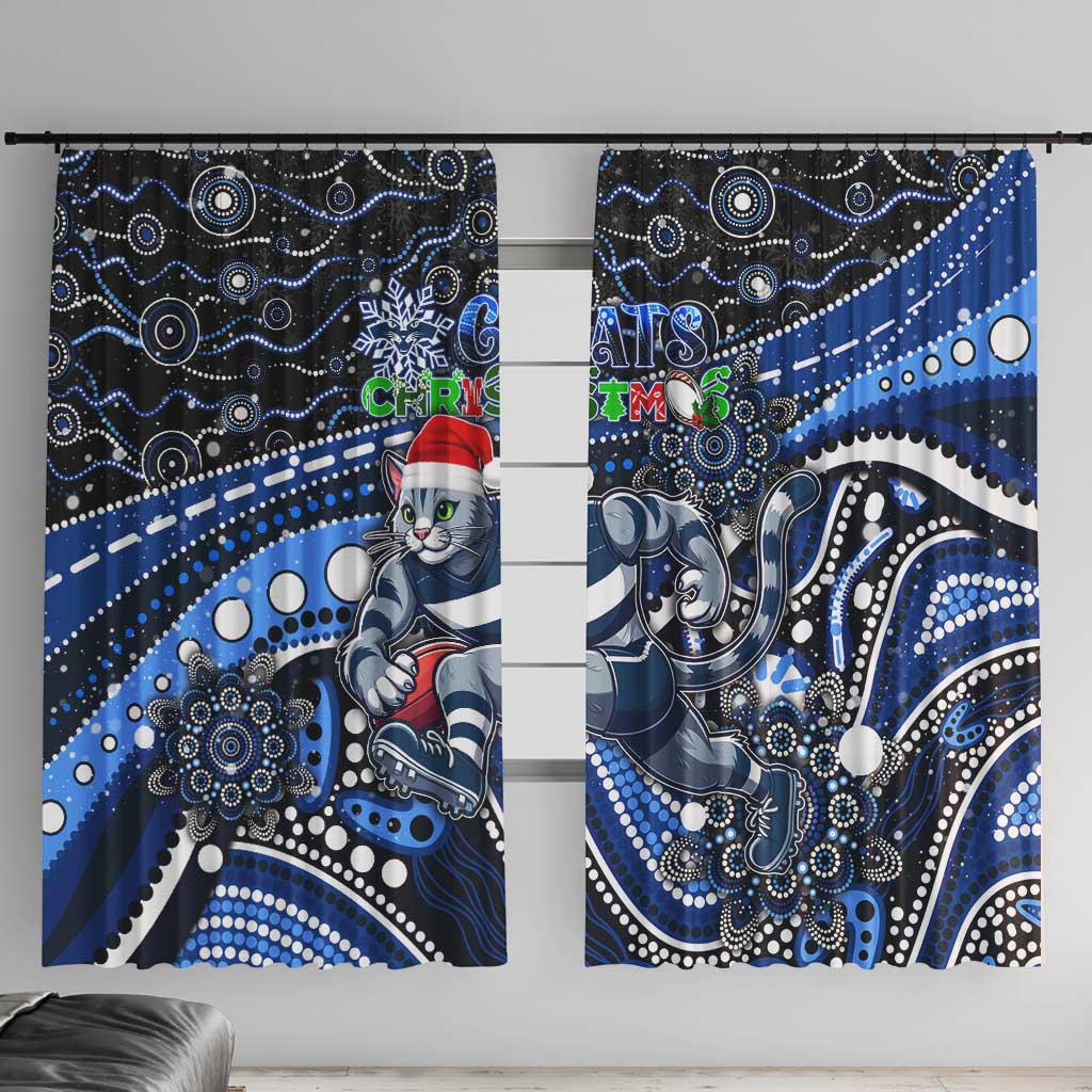 Merry Christmas AFL Cats Window Curtain Aboriginal Santa Football Mascot