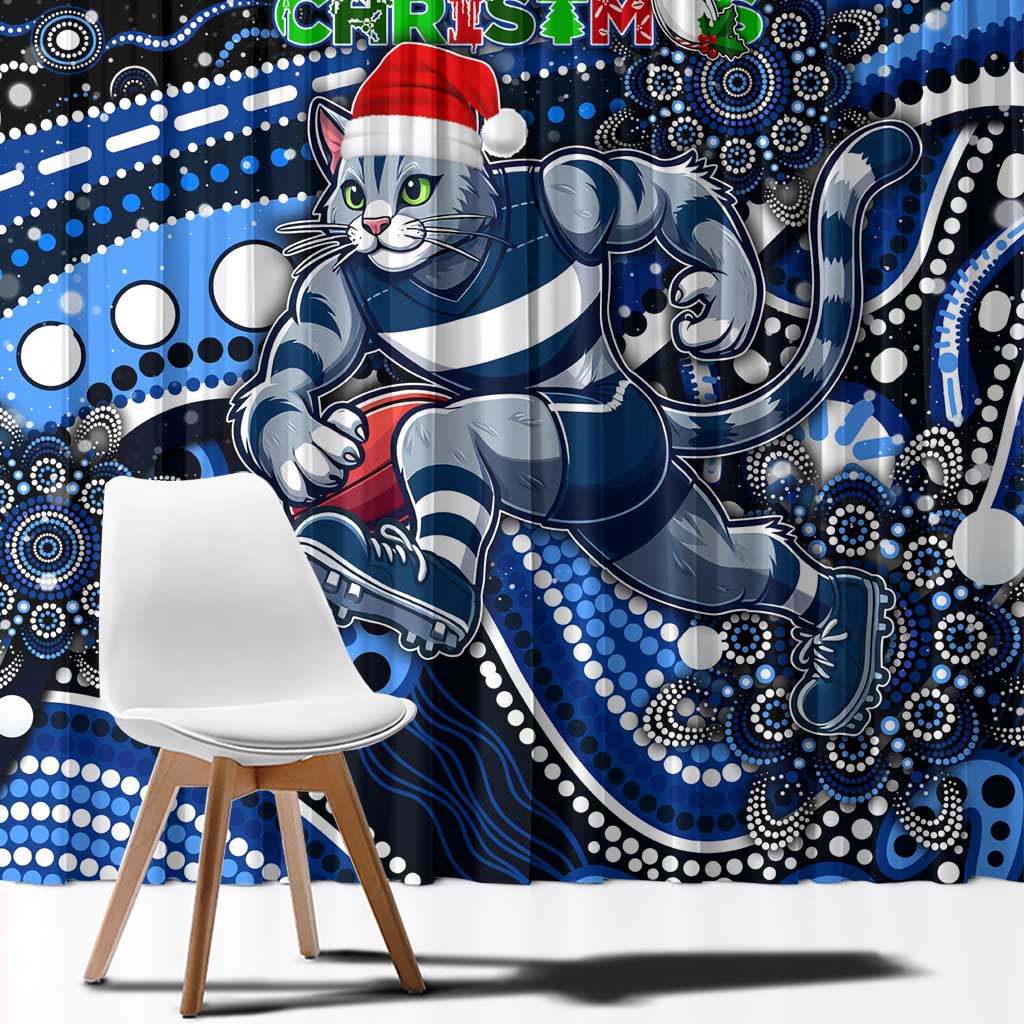 Merry Christmas AFL Cats Window Curtain Aboriginal Santa Football Mascot